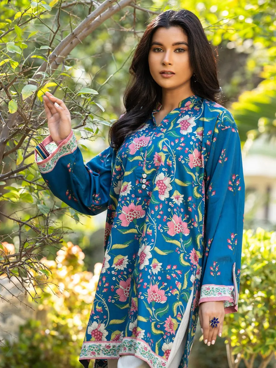 1pc - Stitched Basic Printed Cotton Silk Shirt