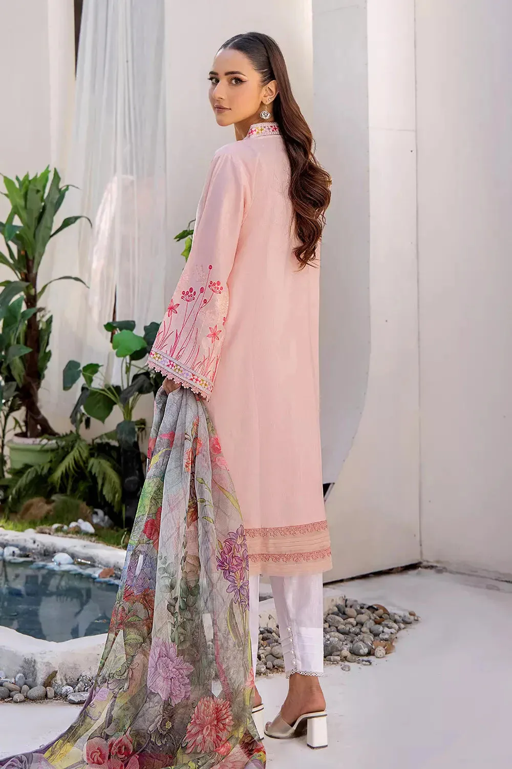 2PC Stitched Embroidered Lawn Shirt and Dupatta KSDE-2497