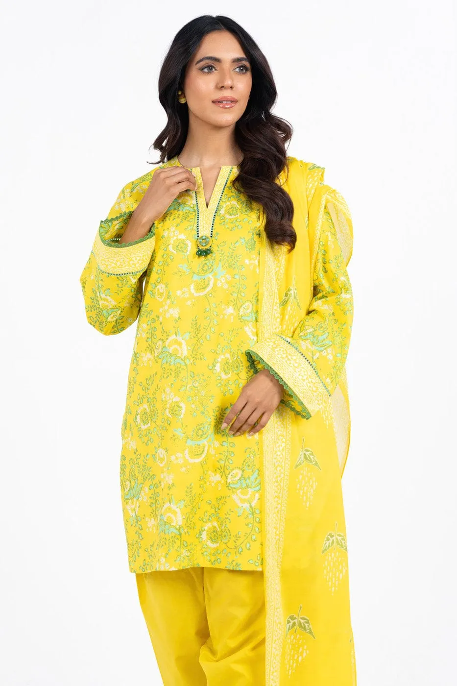 3 Pc Printed Lawn Suit With Lawn Dupatta