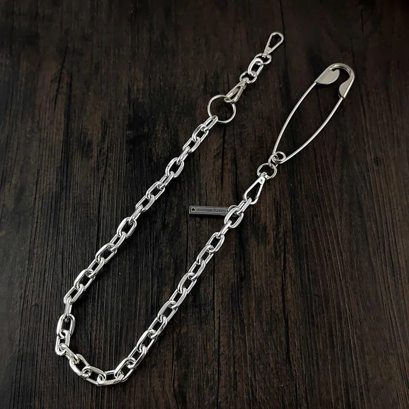 32'' Metal BIKER SILVER WALLET CHAIN LONG Safety Pin PANTS CHAIN jeans chain jean chainS FOR MEN