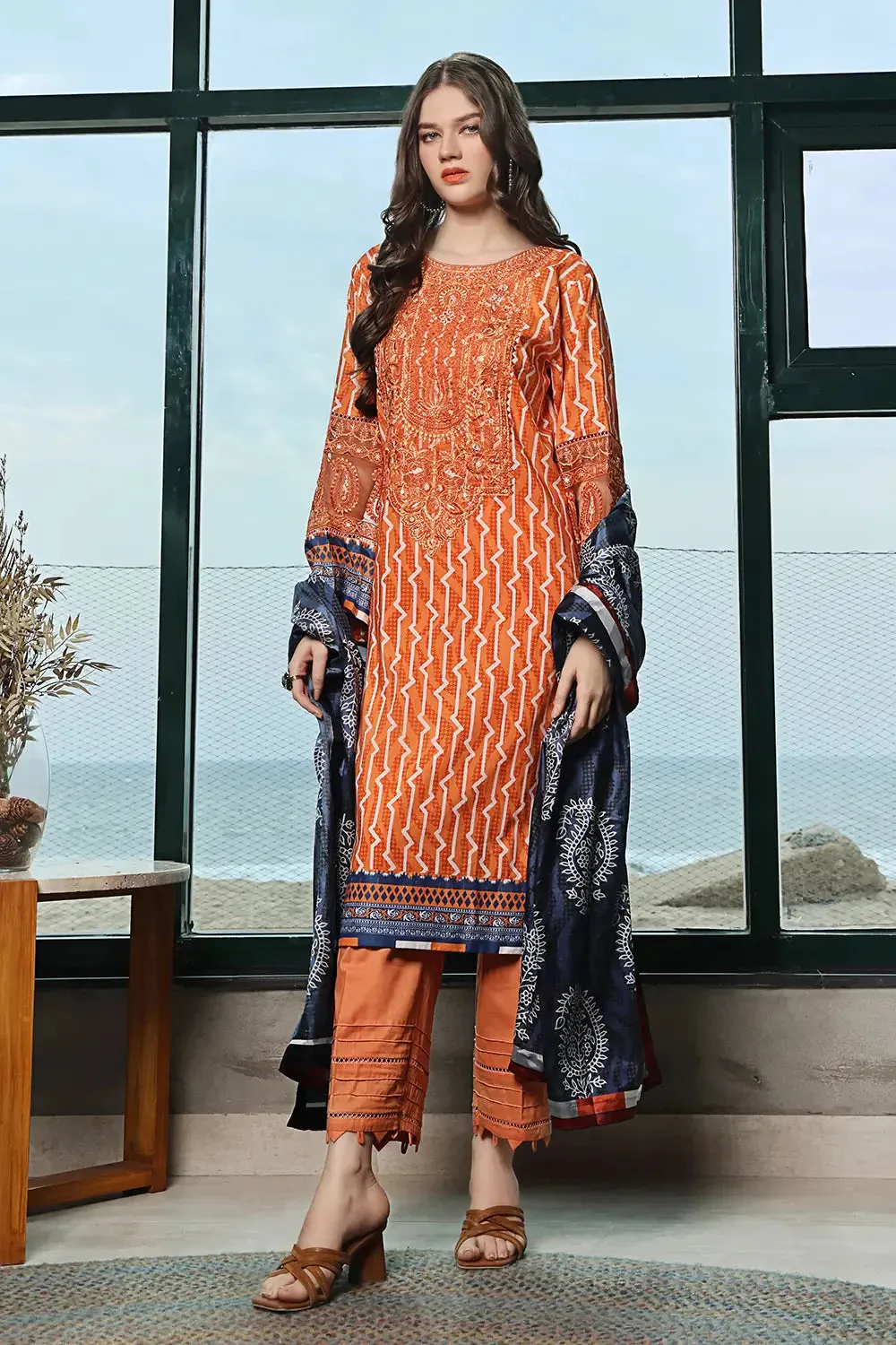 3PC Embroidered Unstitched Lawn Suit KSE-2468