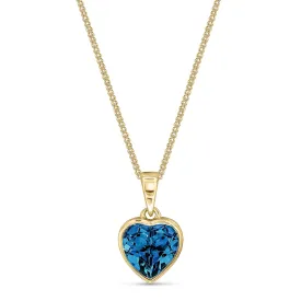 9ct Yellow Gold London Blue Topaz Heart Pendant 1.96ct