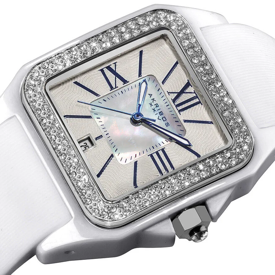 Akribos XxivMother of Pearl Dial White Ceramic Ladies Watch AK546WT