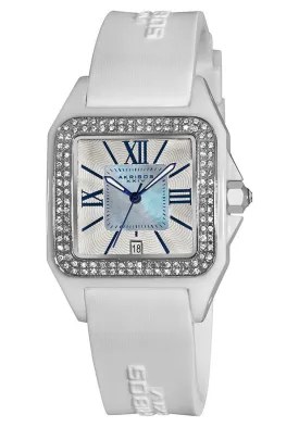 Akribos XxivMother of Pearl Dial White Ceramic Ladies Watch AK546WT