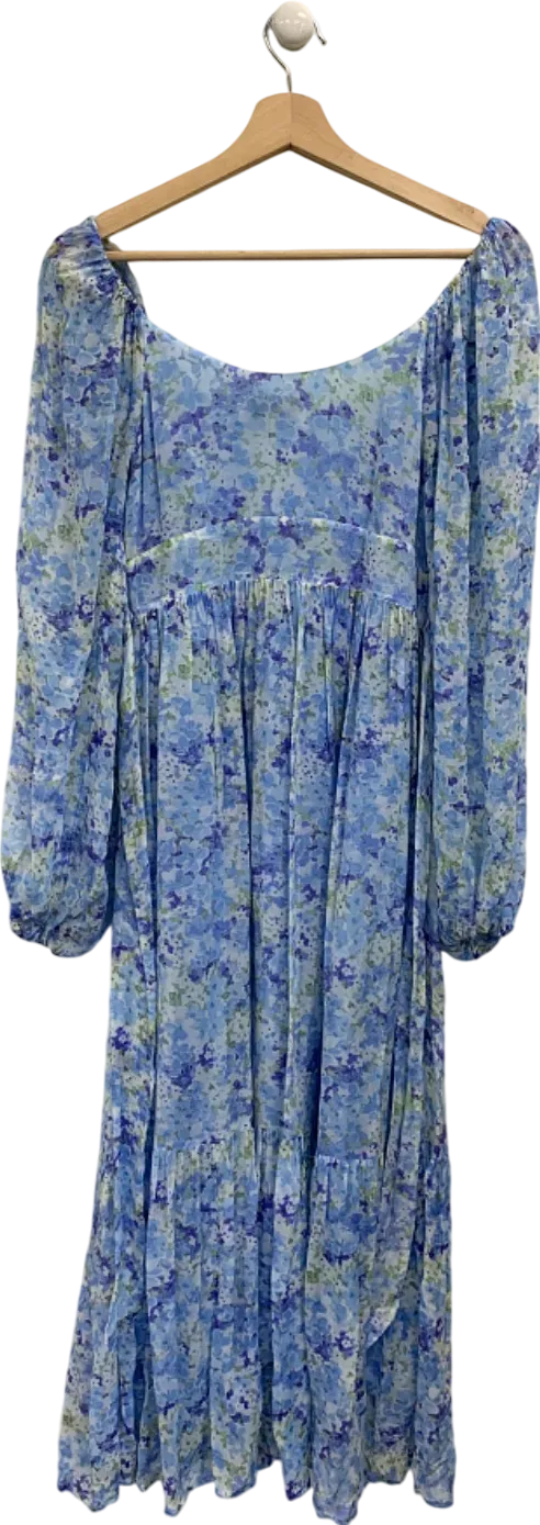 & Other Stories Blue Floral Print Dress UK XS