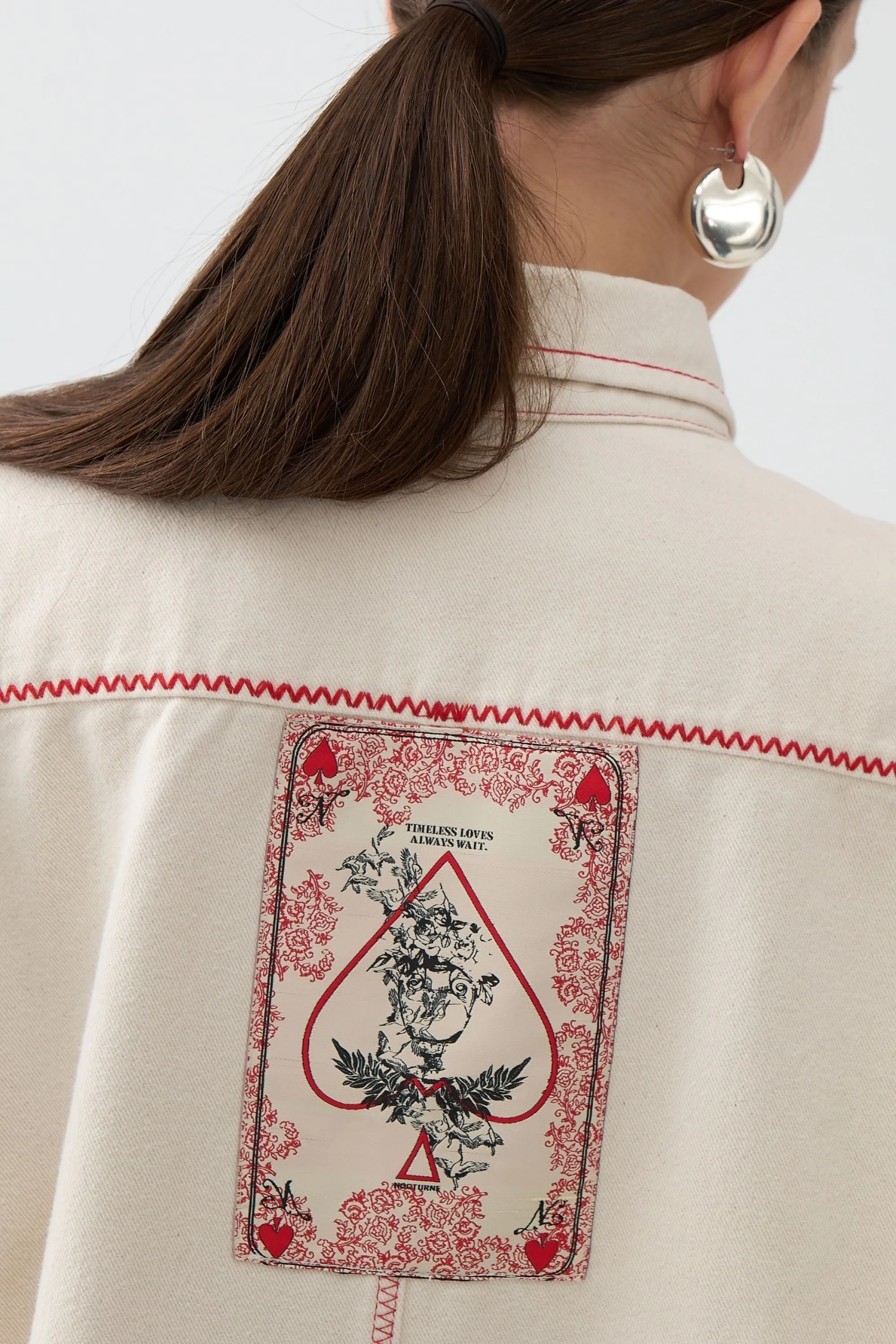 Appliqué Long Sleeve Cream Shirt