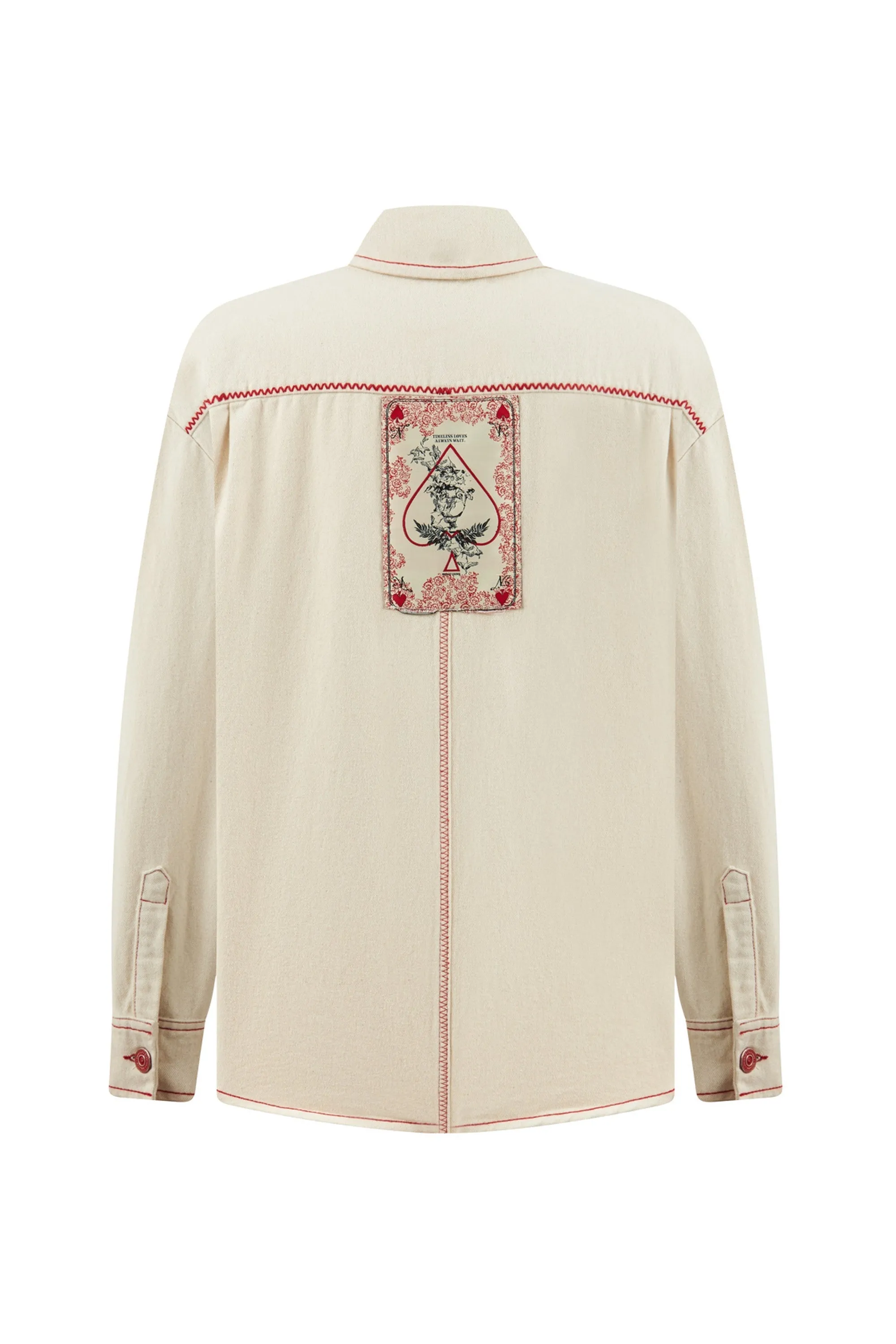 Appliqué Long Sleeve Cream Shirt