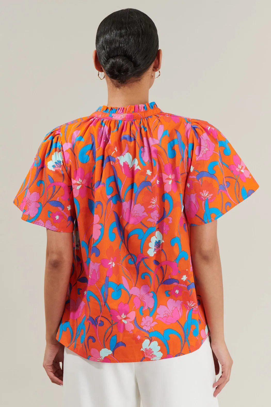 Baila Floral Inaya Split Neck Top