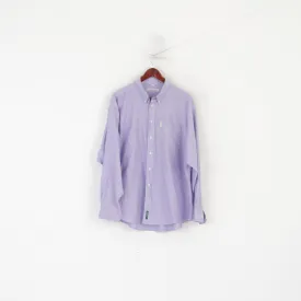 Ben Sherman Men XXL Casual Shirt Purple Cotton Detailed Buttons Long Sleeve Top