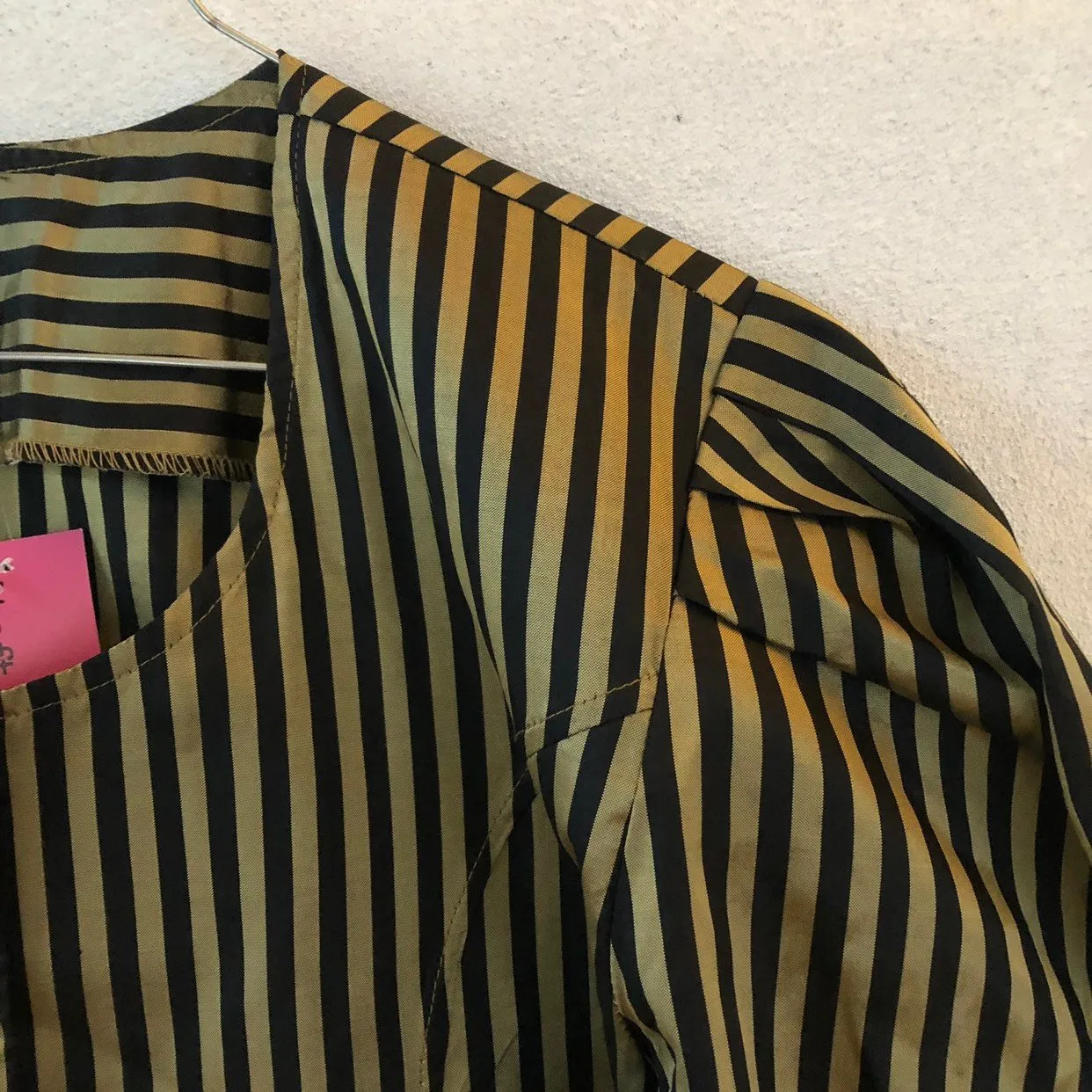 Black Gold Striped Puf Sleeves Shirt