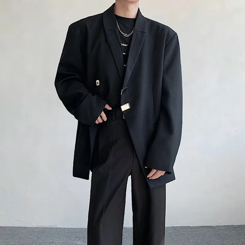 Black Irregular Single-breasted Casual Blazer