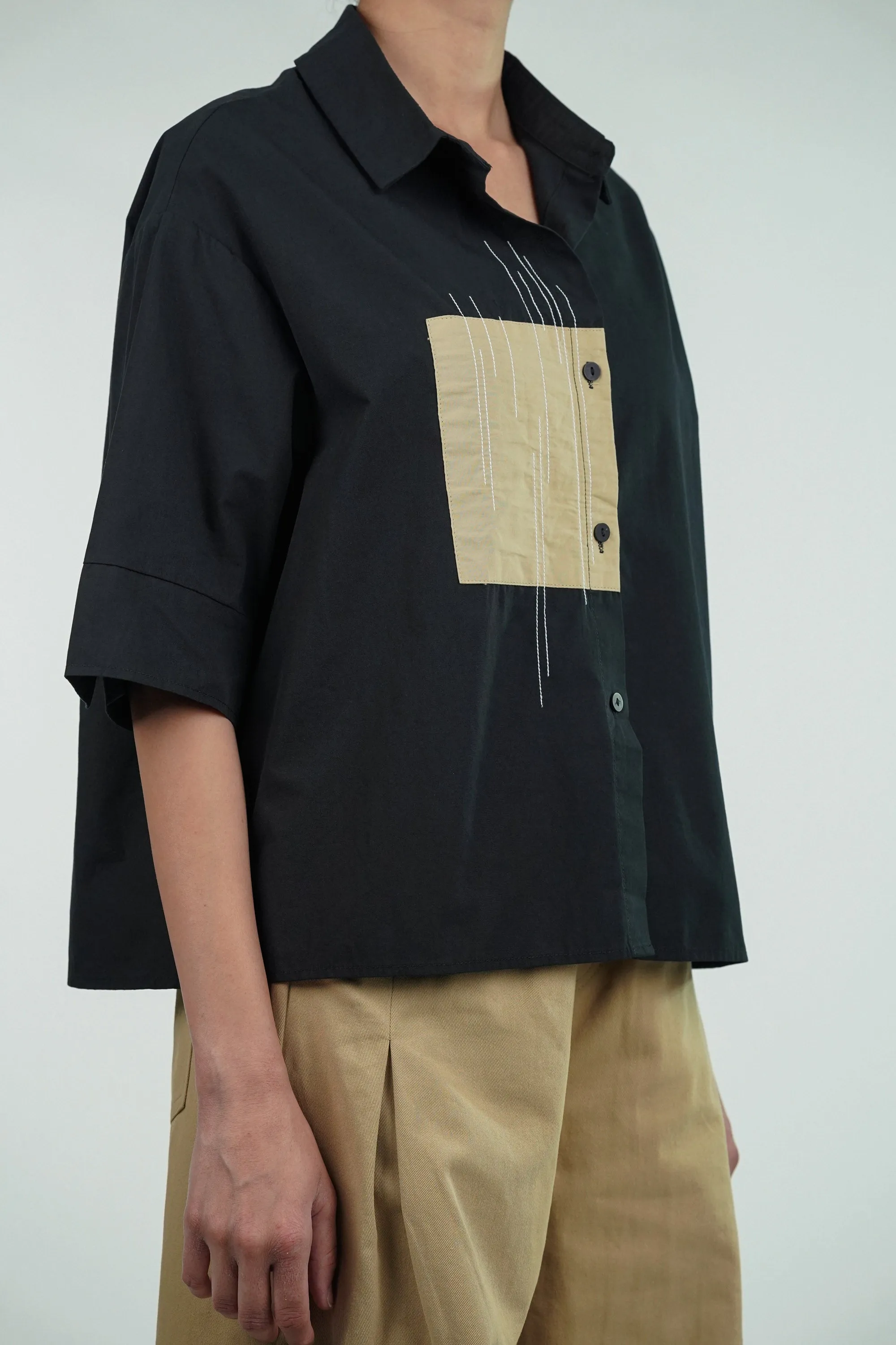 Black Patch Oversized Shirt