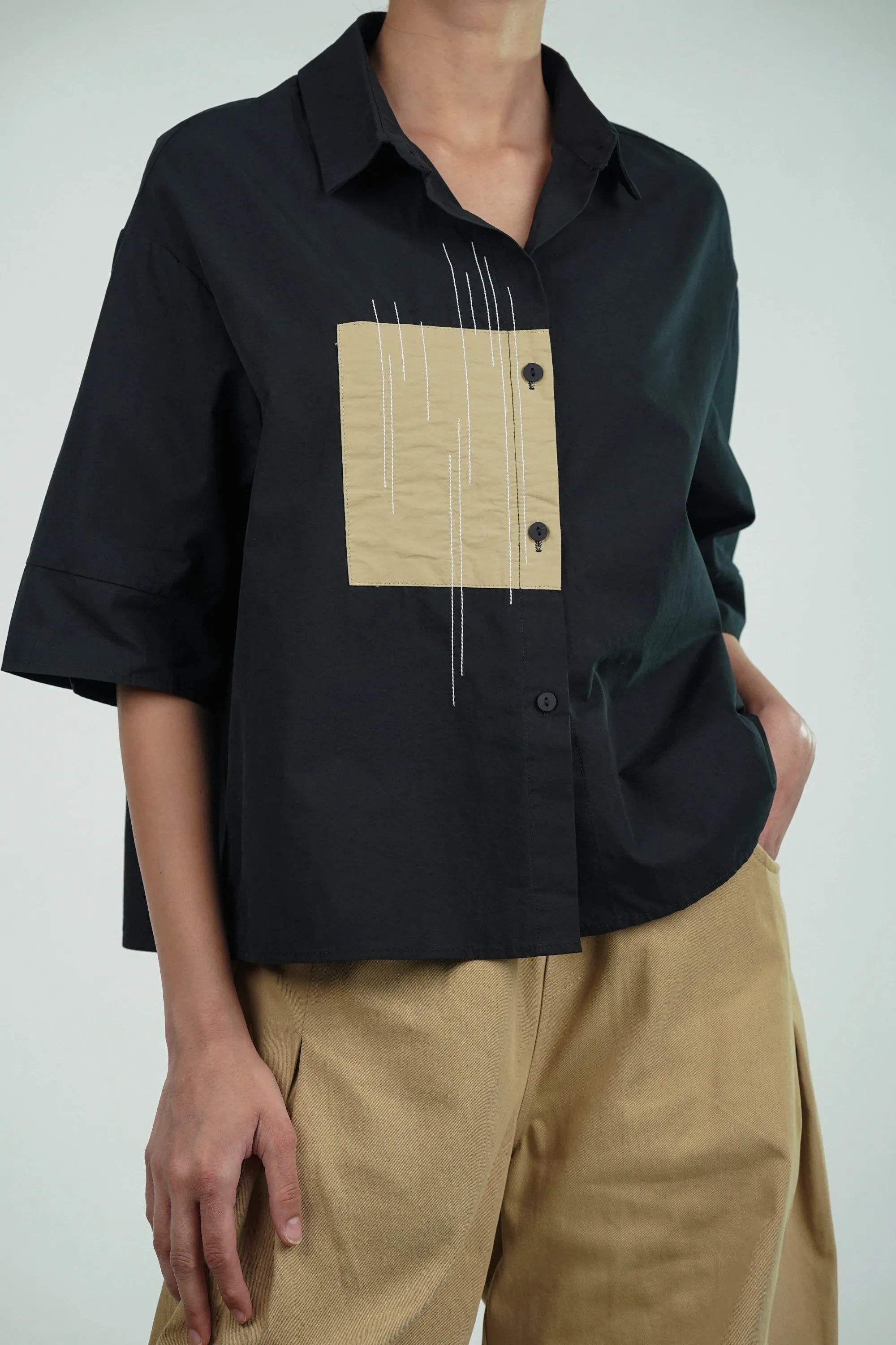 Black Patch Oversized Shirt