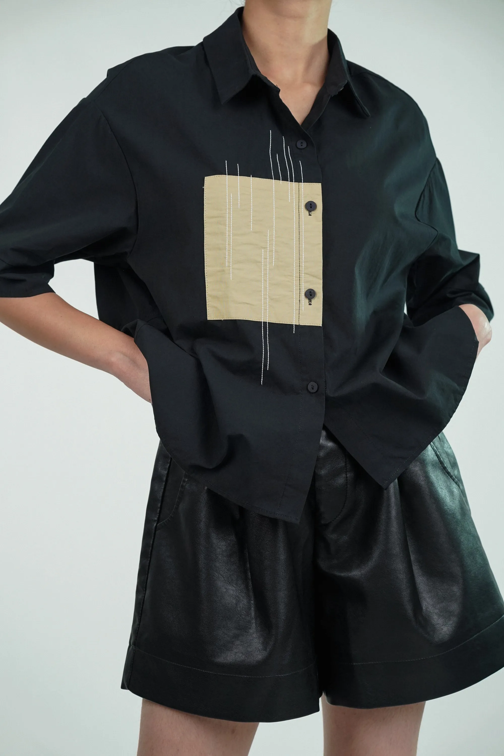 Black Patch Oversized Shirt