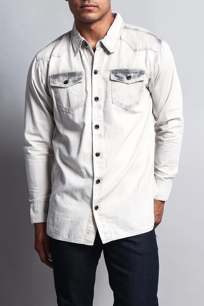 Bleached Denim Button Up Shirt