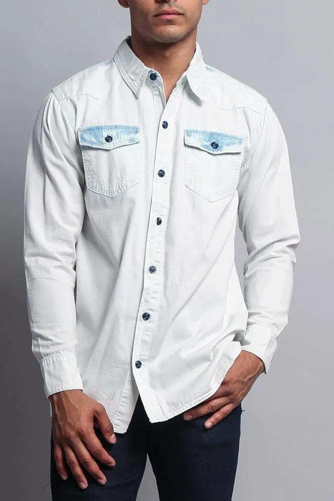 Bleached Denim Button Up Shirt