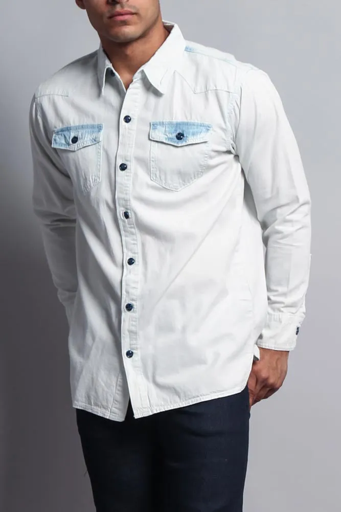 Bleached Denim Button Up Shirt