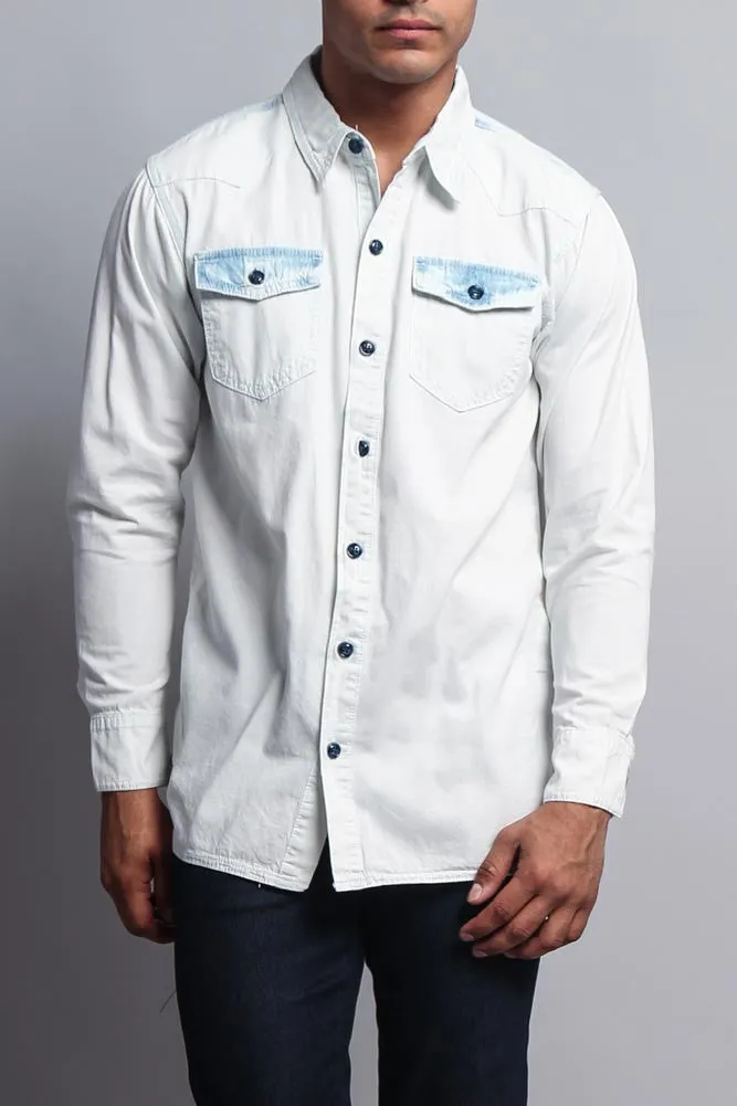 Bleached Denim Button Up Shirt