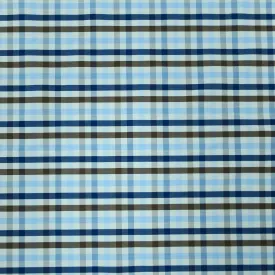 Blue and Brown Plaid Italian Cotton Shirt Loro Piana Fabric