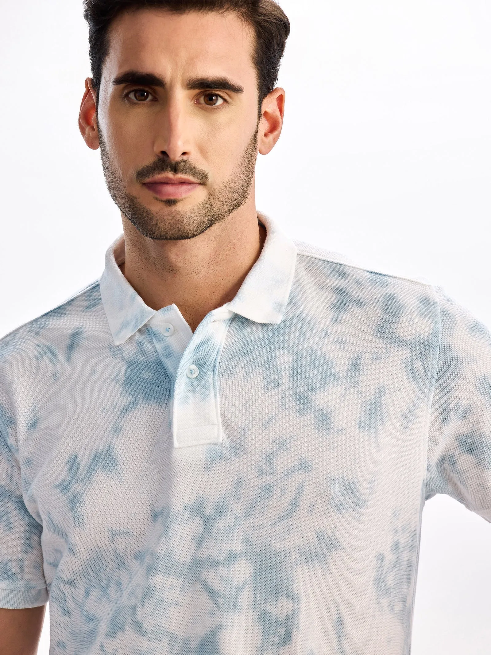 Blue Tie Dye Polo T-Shirt