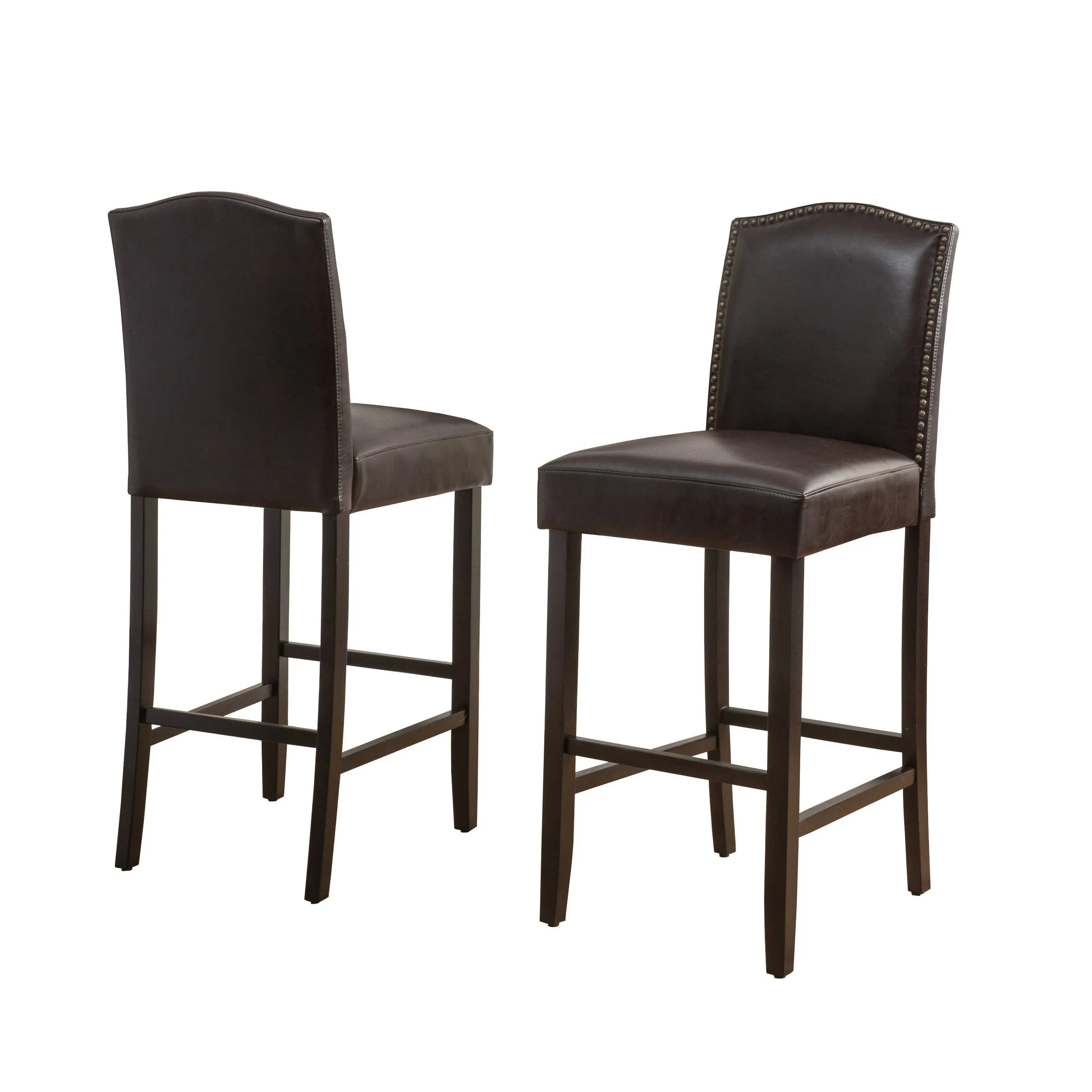 Set of 2 Premium Brown Leather Barstools - NH038203