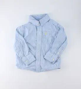 CARTERS STRIPED BLUE & WHITE SHIRT 12M EUC