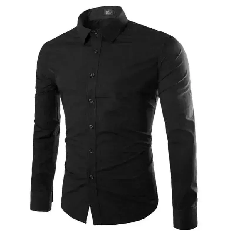 Casual Polo Collar Ironing Free Long Sleeves Shirt For Men