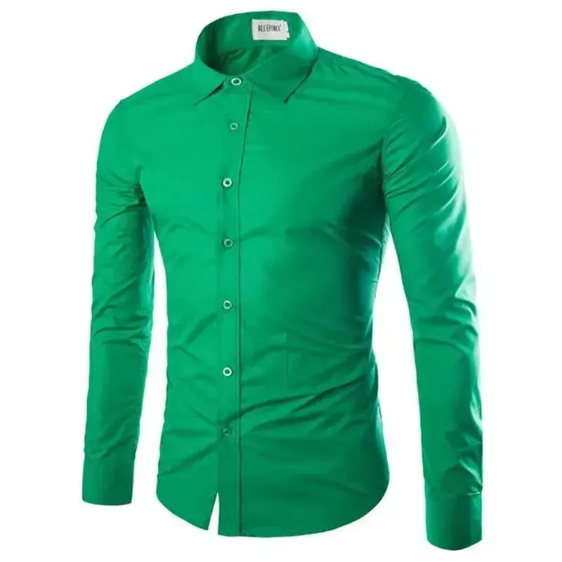 Casual Polo Collar Ironing Free Long Sleeves Shirt For Men