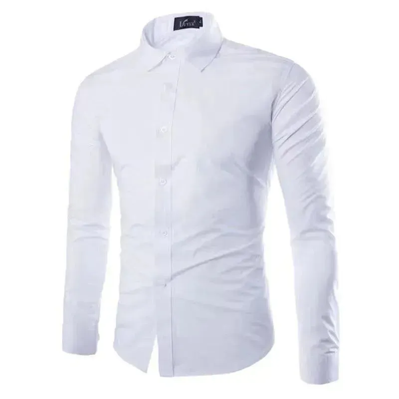 Casual Polo Collar Ironing Free Long Sleeves Shirt For Men