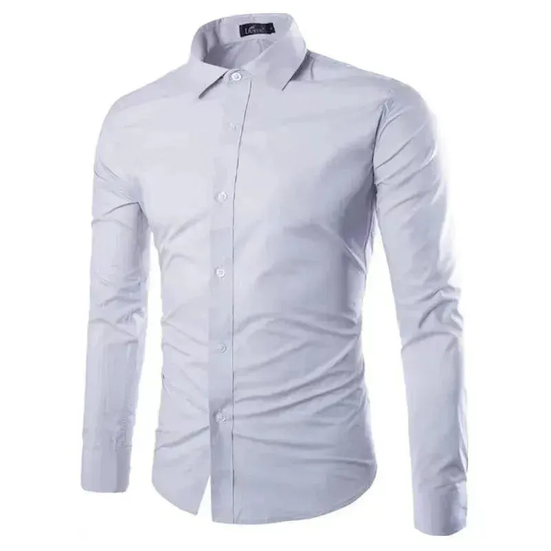 Casual Polo Collar Ironing Free Long Sleeves Shirt For Men