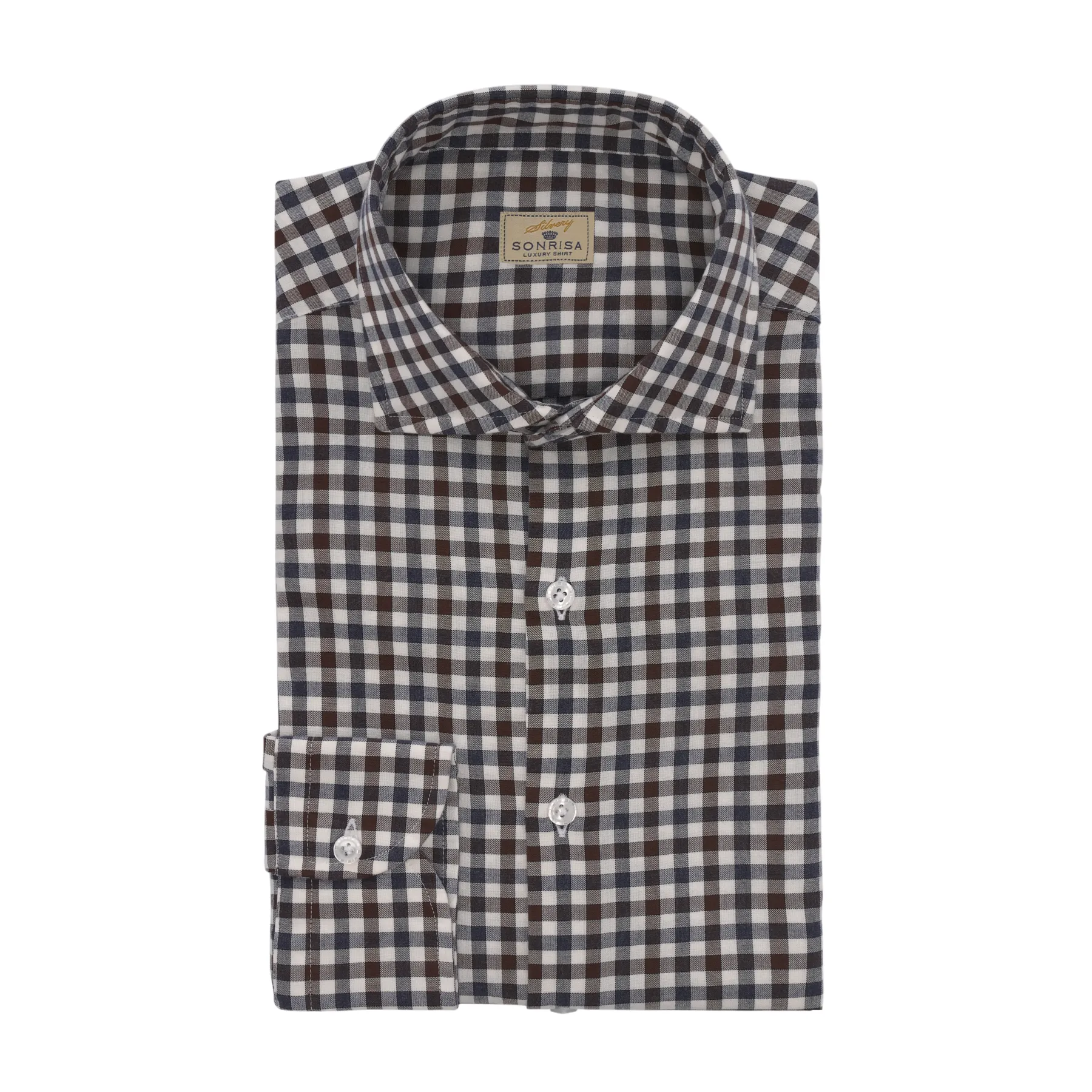 Checked Cotton Shirt in Brown