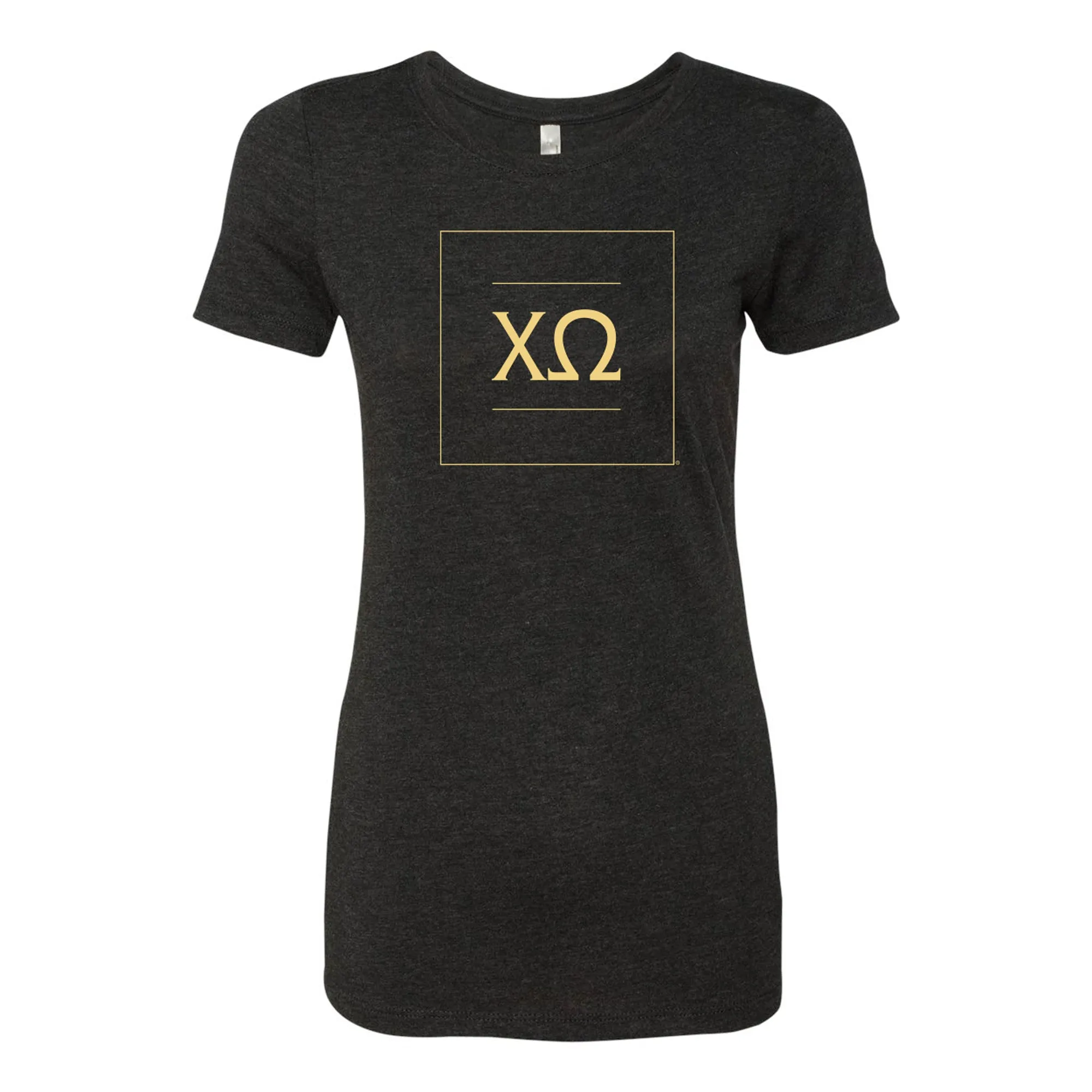 Chi Omega Greek Letter Block Womens Triblend T-Shirt - Vintage Black