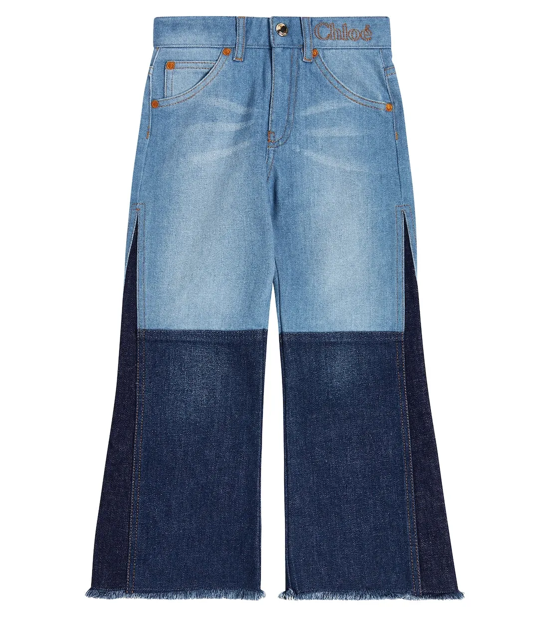 Chloé Wide Leg Jeans with Panels, Blue