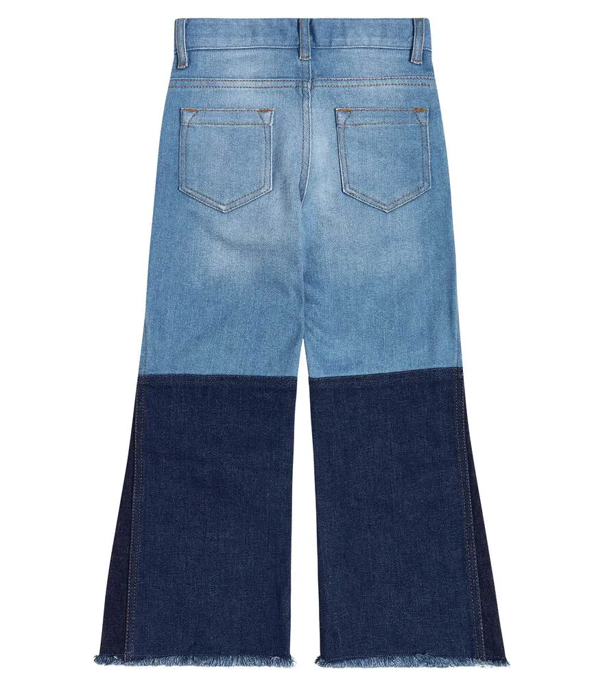 Chloé Wide Leg Jeans with Panels, Blue