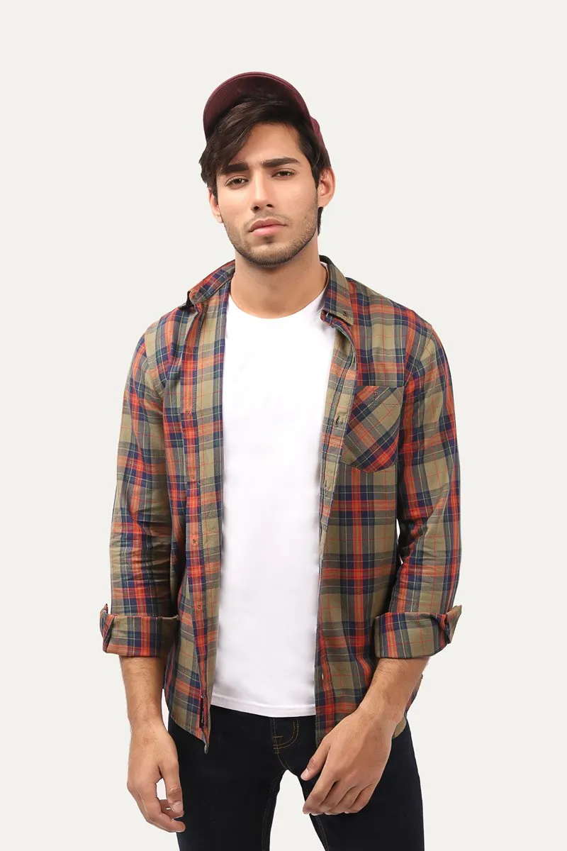 Contrast Checked Shirt