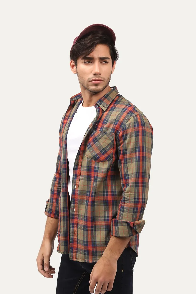 Contrast Checked Shirt