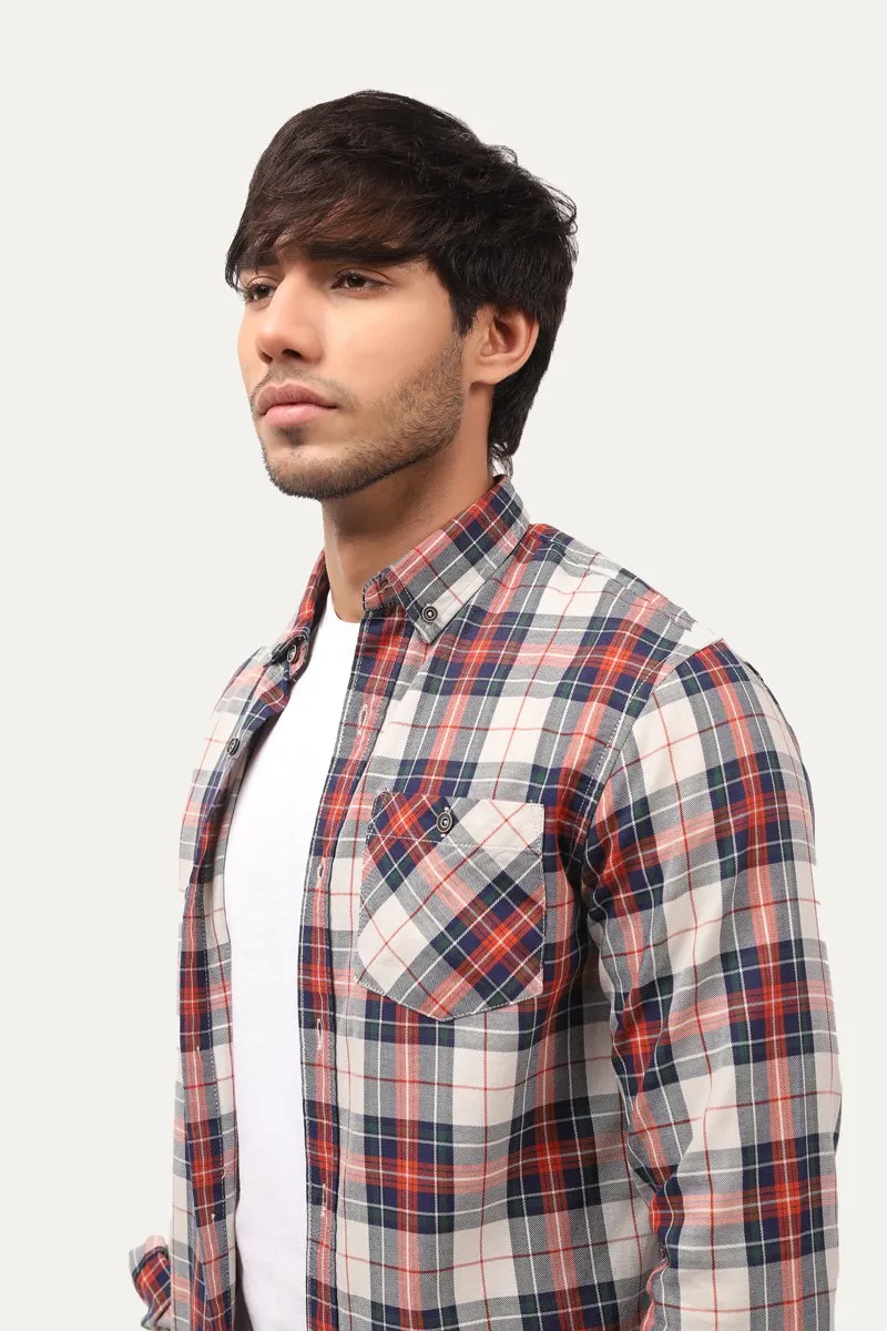 Contrast Checked Shirt