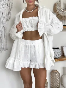 Cotton Jacquard Shirt & Shorts Set