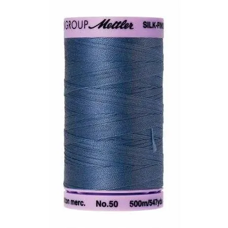 Cotton Sewing Thread - Smoky Blue 500m/547yd - Mettler Silk Finish All Purpose