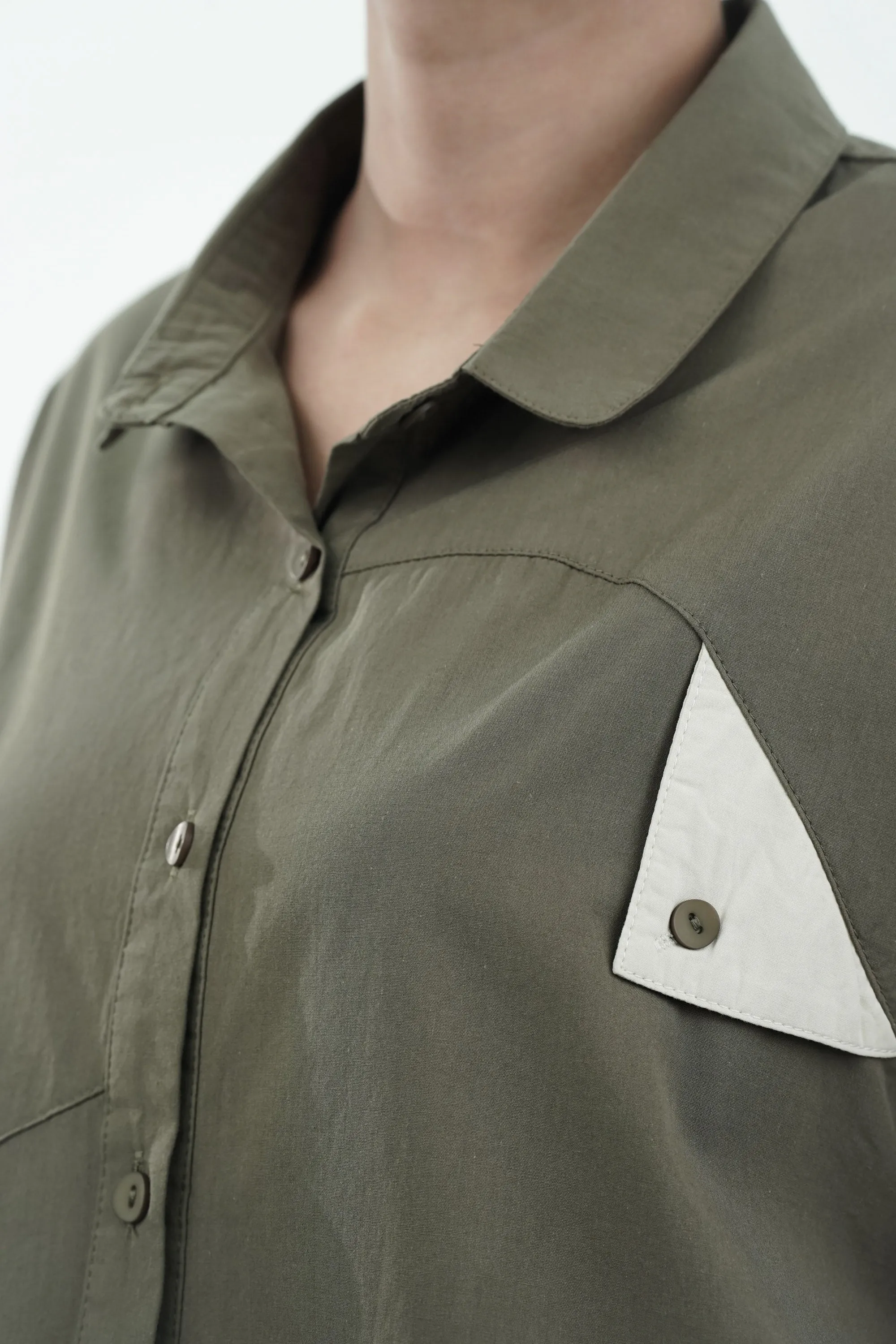 Cotton Shirt With Triangular Flaps