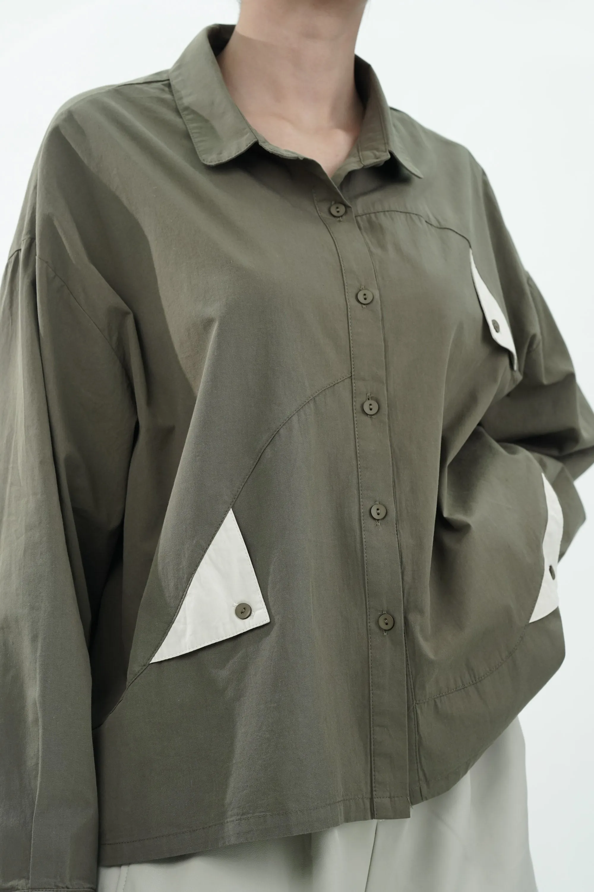 Cotton Shirt With Triangular Flaps