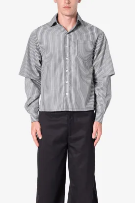 Double Layer Pinstripe Shirt - Black