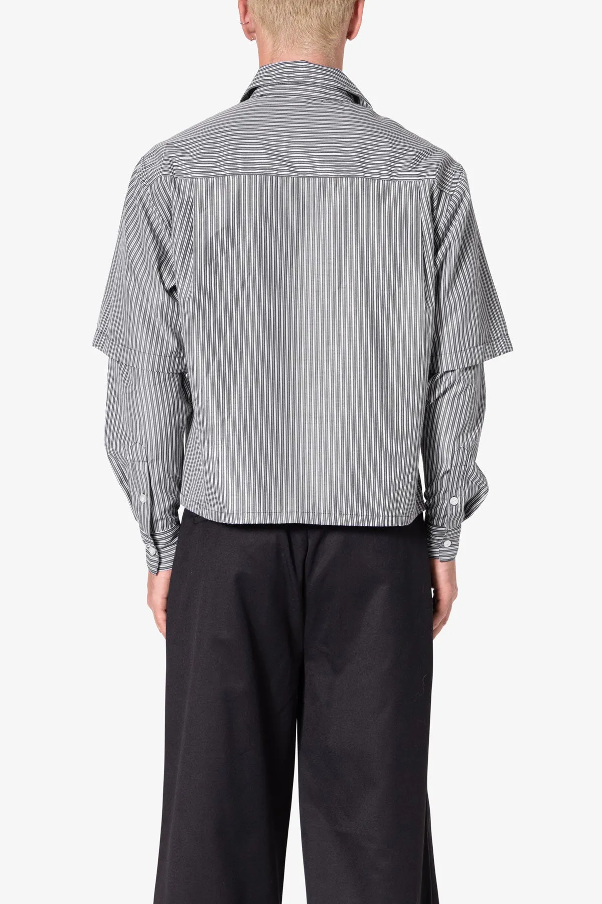 Double Layer Pinstripe Shirt - Black