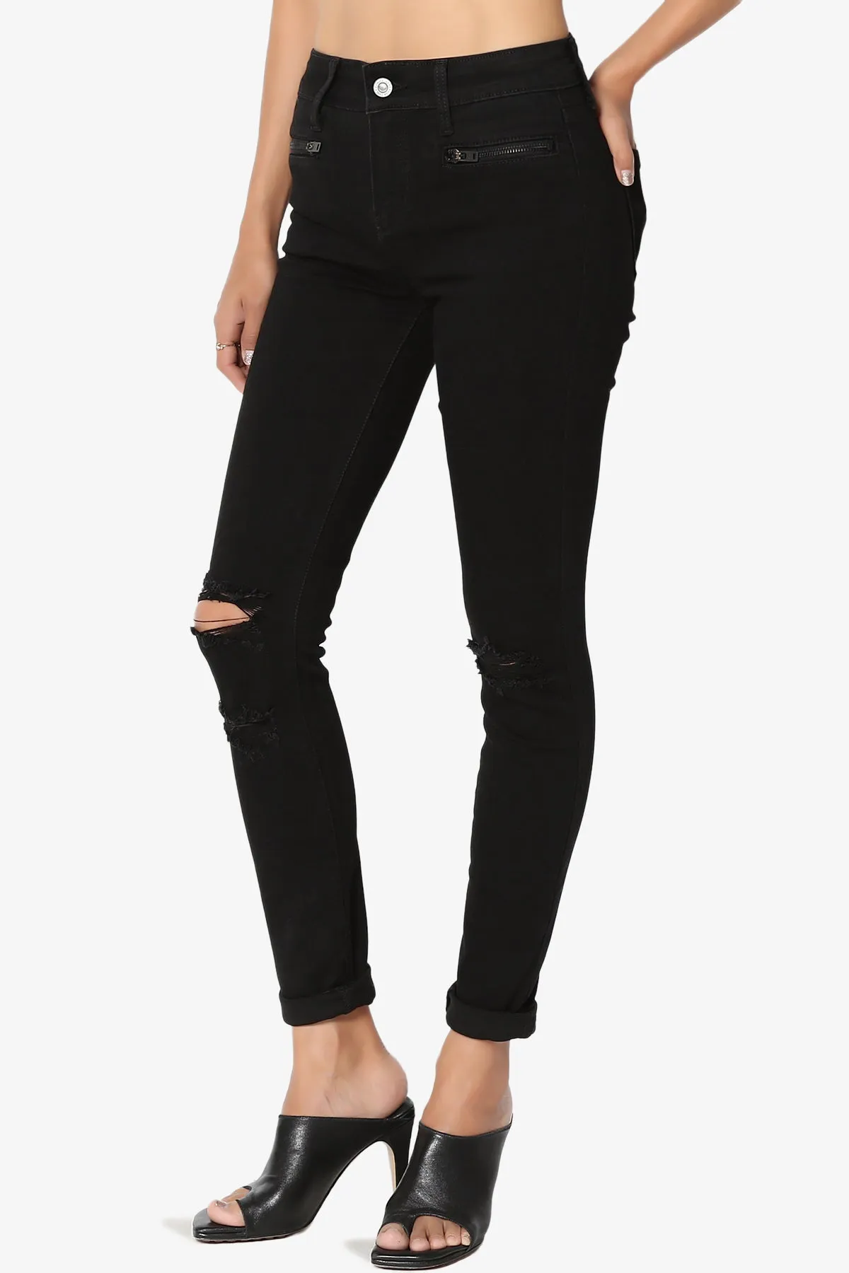 Edgemont Zip Pocket Rip Skinny Jeans