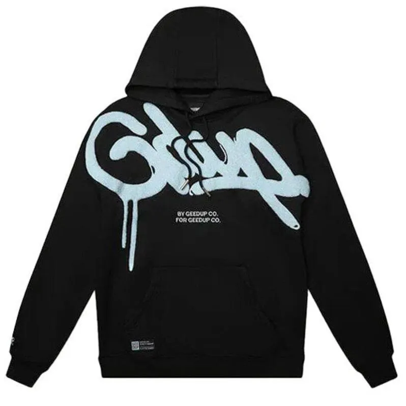 Geedup Handstyle Hoodie 'Black Baby Blue' M