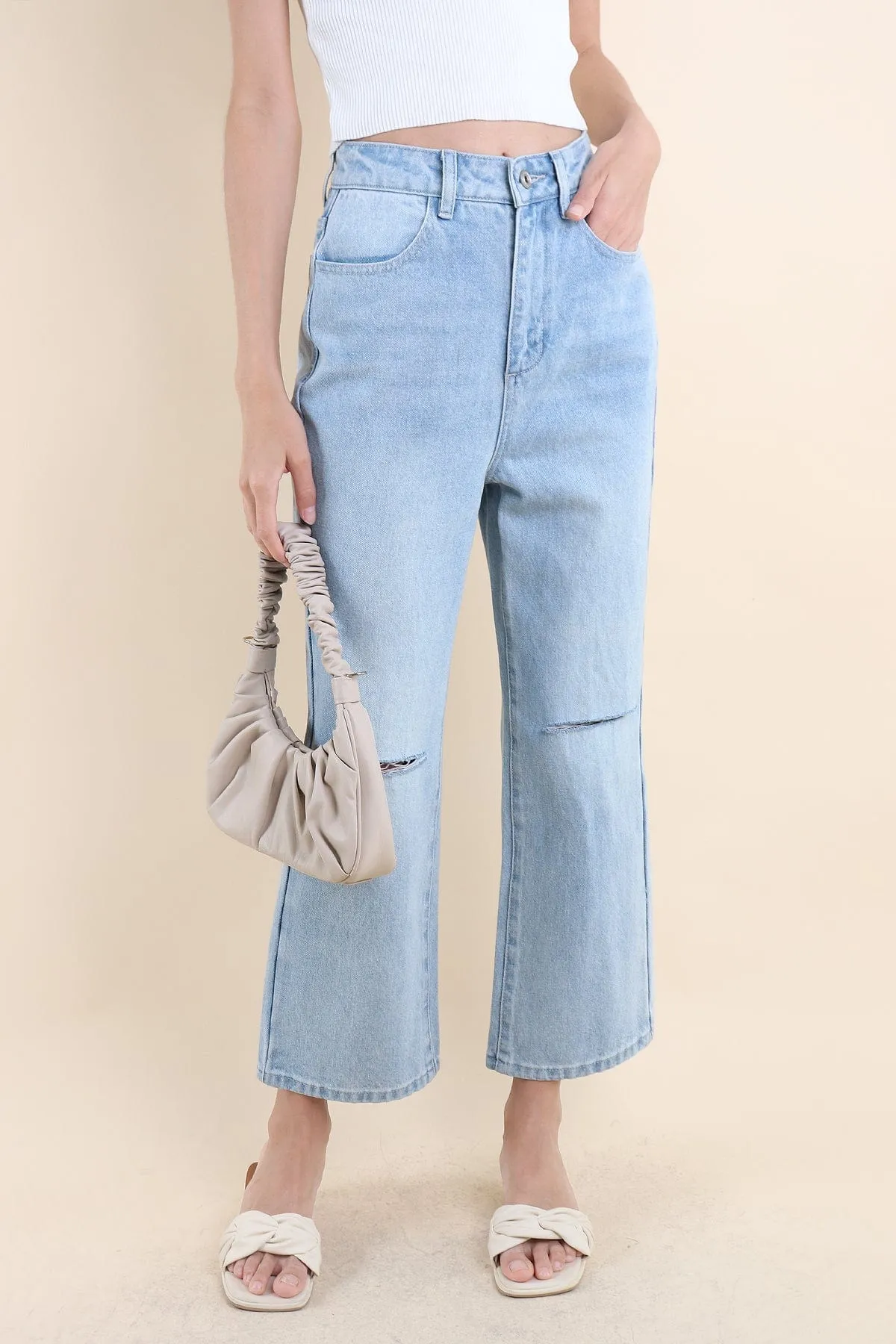 HANSEL SLIT DENIM JEANS IN LIGHT