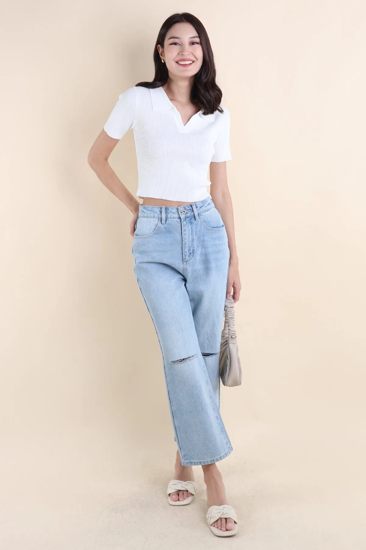 HANSEL SLIT DENIM JEANS IN LIGHT