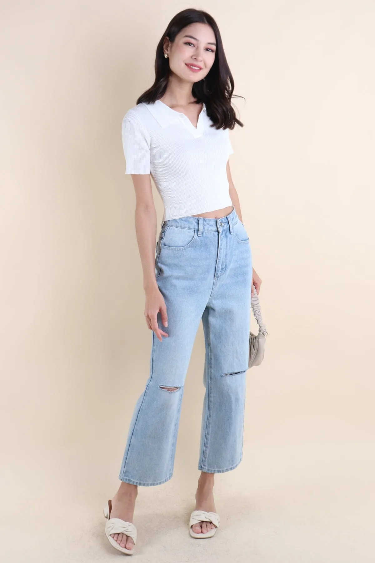 HANSEL SLIT DENIM JEANS IN LIGHT