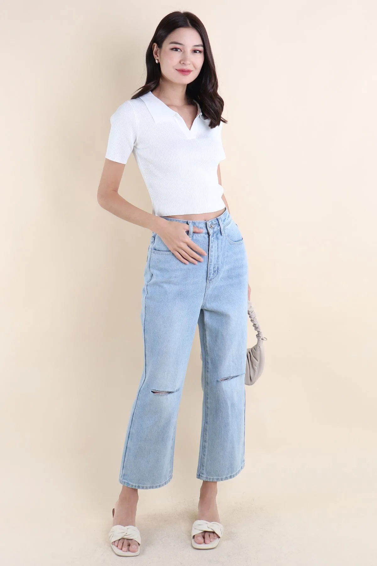 HANSEL SLIT DENIM JEANS IN LIGHT