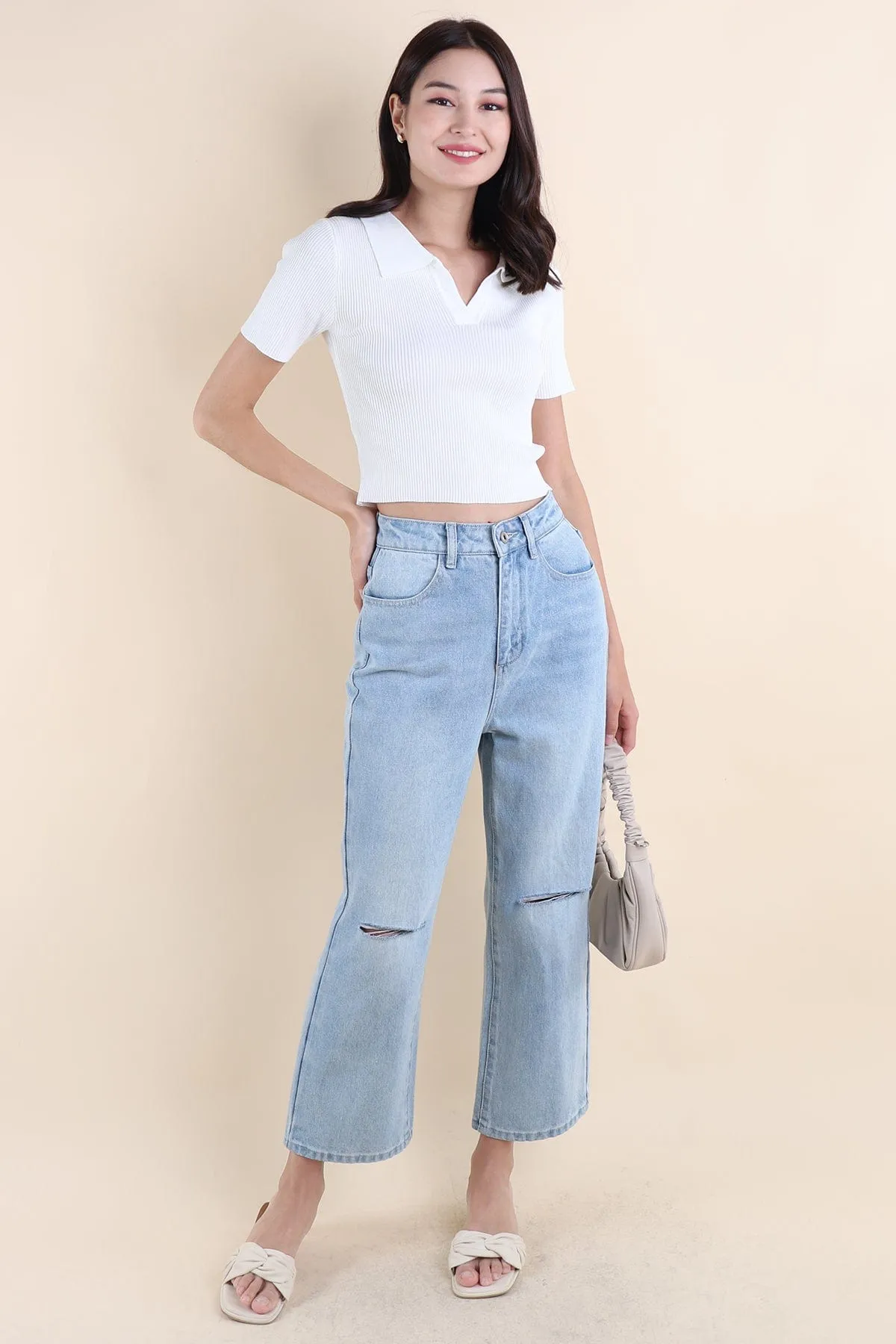 HANSEL SLIT DENIM JEANS IN LIGHT